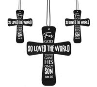 Fumete 24 Pcs Christian Cross Car Air Fresheners Bulk Drift Air Freshener Religious Fresh Scented Hanging Ornament for Church Pastor Clergy Sunday School Teacher Appreciation Gift(So Loved the World)