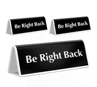 Fumete 3 Pack Be Right Back Sign - 2" x 6" Acrylic V-shaped Tabletop Sign Engraved Double-Side Printed for Resorts Hotels Office