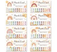 Fumete 400 Pcs Punch Cards for Classroom Reward Cards Behavior Incentive Loyalty Awards for Kids Students Teachers School Business, 8 Styles, 3.5 x 2 in(20 Boho Punches Style)