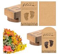 Fumete 50 Pack Baby in Bloom Seed Packets Baby Shower Party Favor for Guest Envelopes Kraft with Clear Window Resealable Seed Organizer Storage Bag for Gender Reveal Party, No Seeds(Footprints)