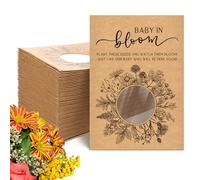 Fumete 50 Packs Baby Shower Party Favor Baby Shower Seed Packet Baby in Bloom Kraft Bags with Window Wildflower Seed Envelopes Resealable Seed Organizer Storage Bag for Gender Reveal Party(No Seed)