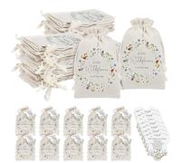 Fumete 50 Sets Wildflower Baby Shower Seed Packets Party Favors for Guests a Little Wildflower Is on the Way Baby Shower Decorations Burlap Bags with Drawstring Thank You Cards and Twine, No Seeds