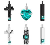 Fumete 6 Pcs Ashes Necklace Urn Necklace for Ashes Cremation Necklace for Ashes Urn Jewelry for Human Ashes Memorial Ashes Necklace for Men Women Pendant, Light Blue, as pictures shown