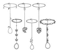 Fumete 6 pcs Finger Ring Bracelet Linked Rhinestone Hand Harness Chain Slave Bracelet with Ring Everyday Jewelry for Women, As shown in the figure, alloy, rhinestone, alloy, rhinestone