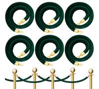 Fumete 6 Pieces Velvet Stanchion Rope Bulk 4 Feet Party Crowd Control Barrier Safety Velvet Rope with Gold Hook for Movie Theater Opening, Hotel, Carpet, Not Include Stanchion Post (Dark Green)