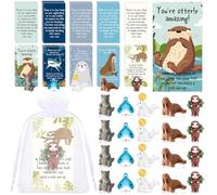 Fumete 75 Sets Appreciation Gifts Bulk Back to School Student Teachers Thank You Gift Positive Resin Frog Cow Shark Sloth Animal Motivation Pun Note Cards Employee Coworker Pocket Favor(Stylish Style)