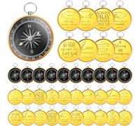 Fumete 80 Pcs Christian Gift Compasses Hiking Scripture Religious Bible Vintage Gifts for Graduation Student Fathers Day Church Men Sunday School Teacher (Gold)