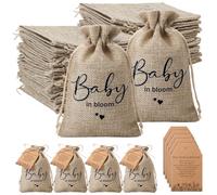 Fumete Baby Shower Party Favors Baby in Bloom Mini Seed Packet Favors Wildflower Design Tag Kraft Thank You Cards Sack Organizer Burlap Bag and Twine for Gender Reveal (No Seeds)