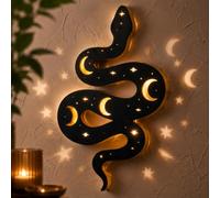 Fumete Lighted Snake Wall Decor, Gothic Witchy Snake Night Light Wall Hanging with Moon, Battery Operated Dark Academia Room Decor for Bedroom Living Room Dorm, 14.2 x 5.3 Inches