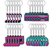 Fumete Music Party Favors Keychain Back to School Gift for Student Musical Themed Keychain Note Bulk Karaoke Supplies for Kid, Colorful, approx. 1.6-2 inches/ 4-5 cm
