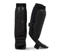 Fumetsu Ghost S3 MMA Shin Guards - Durable Synthetic Leather Shin Pads with EVA Foam Padding for Maximum Protection - MMA, Muay Thai, Sparring Gear, and Kickboxing Equipment - (Black, S/M)