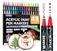 FUMILE 48 Colors Acrylic Paint Markers Dual Tip(Fine and Dot Tip), Paint Pens Acrylic Markers for Wood, Rock, Plastic, Glass, Ceramic, Canvas, Paper.Acrylic Paint Markers Set for DIY Gifts and Art.