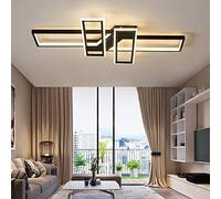 FUMIMID LED Ceiling Light Square Acrylic Ceiling Lamp Flush Modern Living Room Chandelier Geometric Modeling Metal Design Lighting for Dining Room Kitchen Bedroom Island Corridor,Black Dimmable,120cm