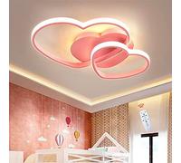 FUMIMID LED Dimmable Ceiling Light Heart Shaped Ceiling Lamp Modern Living Room Lamp with Remote Control Metal Chandelier for Kids Room Boys Girls Bedroom Decoration Pendant Lighting,Pink,50cm