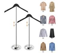 Fumingpal 20-35 Inch Height Adjustable Shirt Display Stand, T Shirt Display Stand for Vendors, Shirts Rack for Clothing Dress Garment Coat Retail (Wooden-black, 2 Pcs)