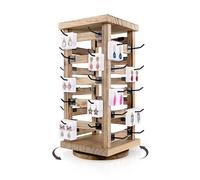 Fumingpal Wood Rotating Jewelry Storage Display, Rotating Jewelry Stand, Earring Display for Selling, Store, Showcase and Home (Updated Version, 7.4"D x 7.4"W x 16.5"H)