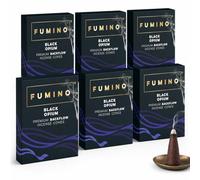 Fumino Black Noir Backflow Incense Cones 90 Pack 6 Boxes - Natural Masala Cones for Waterfall Cascade Smoke & Meditation, Deep Woody & Musky Scent, Hollow-Core for Backflow Burners