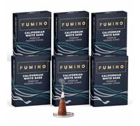 Fumino Californian White Sage Incense Cones 90 Pack 6 Boxes - Handmade Natural Masala Incense Cones for Meditation & Home Fragrance, Low-Smoke Herbal & Cleansing Scent, Bureau Veritas Certified