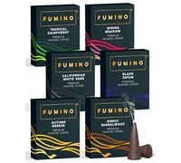 Fumino Incense Cones 90 Pack 6 Fragrances - Handmade Natural Masala Incense Cones for Meditation, Breathwork & Home Fragrance, Low-Smoke Woody Citrus Floral & Herbal Scents, Bureau Veritas Certified