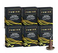 Fumino Saffron Sandalwood Backflow Incense Cones 90 Pack 6 Boxes - Natural Masala Cones for Waterfall Cascade Smoke & Meditation, Warm Spiced Woody Scent, Hollow-Core for Backflow Burners