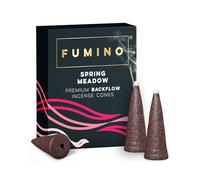 Fumino Spring Meadow Backflow Incense Cones 15 Pack - Natural Masala Cones for Waterfall Cascade Smoke & Meditation, Fresh Floral Scent, Hollow-Core for Backflow Burners