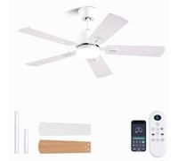 FUMLTP Modern Ceiling Fan 42 Inch with Light Applique Remote Control Reversible Low Profile 6 Speed Ceiling Fan for Indoor/Outdoor Patio Bedroom
