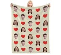 FUMNEEDIY Custom Blanket Throws with Face Picture, Personalised Blankets Photo Gifts for Mom, Dad, Couple, Girlfriend, Boyfriend, Pet, Husband, Wife