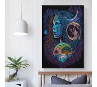 FUmoney Mother Earth Blacklight Paintings Canvas Wall Art Bedroom Wall Decor Canvas Prints Artwork for Living Room Wall Decorations Home 12x18inch(30x45cm)