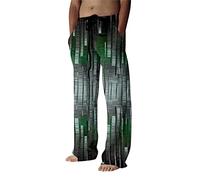 FUMOOD Mens Casual Pants Cotton Linen Tapered Leg Drawstring Rainbow Color Loose Fit Summer Plus Size Yoga Beach Pants Fashion 3D Printed Lounge Trousers with Pockets