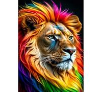 Fumupe 5D Diamond Painting Colorful Lion Kits for Adults, Diamond Art Kits Adults Beginners, Full Drill Animal Diamond Painting Embroidery Crystal Gem Art Kits for Home Wall Decor, 30x40cm