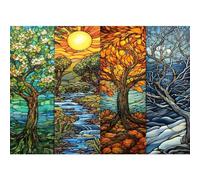 Fumupe 5D Diamond Painting Kits for Adults, Four Seasons Diamond Art Kits Adults Beginners, Full Drill Spring Summer Autumn Winter Diamond Painting Crystal Gem Art Kits for Home Wall Decor 30x40cm