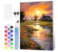 Fumupe Landscape Paint by Numbers for Adults Beginner with Frame, Sunset Painting by Numbers for Adults on Canvas, DIY Acrylic Painting Kit Art and Crafts Gifts for Home Wall Decor, 8x12 inch
