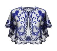Fumwase 1920s Shawl Wraps Sequin Beaded Evening Women's Flapper Shawl Bridal Shawls Flapper, Royal Blue, Standard