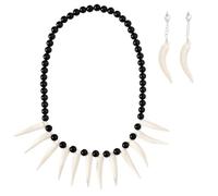 Fumwase 2PCS Cave Women Accessories Necklace Stone Era Teeth Earrings