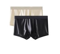 Fumxincg Elegant Silk Men's Ice Silk Boxer Briefs, Breathable Cooling Fabric, Moisture-Wicking & Antimicrobial, Seamless Comfort Underwear (UK, Alpha, XXL, Regular, Regular, BlackBeige)