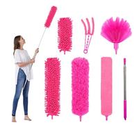FumyFumy Telescopic Long Extendable Duster, Washable Cobweb Broom with Telescopic Handle, Spider Web Remover, Duster with Telescopic Rod, Extendable to 2.6 m for Spider Webs, 7 Pieces