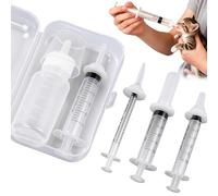 Fumzen Pet Feeding Bottle Set for Puppies and Kittens. Features Soft Silicone Nipples and Multi-Stage Capacity Design (1.0ml + 3ml / 5ml + 10ml)