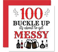 Fun 100th Birthday Cards for Men Woman - Buckle Up - Happy Birthday Card for Great Grandad Grandpa Nanny Grandma Nan Gran Granny Dad Mum, 145mm Greeting Cards, Joke Card