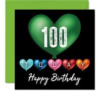 Fun 100th Birthday Cards for Men Woman - Heart Balloons - Happy Birthday Card for Great Grandad Grandpa Nanny Grandma Nan Gran Granny Dad Mum, 145mm Greeting Cards