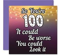 Fun 100th Birthday Cards for Men Woman - Look It - Funny Birthday Card for Great Grandad Grandpa Nanny Grandma Nan Gran Granny Dad Mum, 145mm Greeting Cards, 100th Card