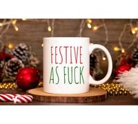 Fun 11-Ounce Festive Af Christmas Mug Rae Dunn Inspired Mug Christmas Mugs Funny Holiday Mugs