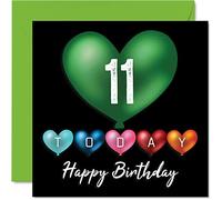 Fun 11th Birthday Cards for Boys Girls - Heart Balloons - Happy Birthday Card for Son Daughter Brother Sister Grandson Granddaughter Niece Nephew Cousin, 145mm Greeting Cards