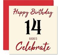 Fun 14th Birthday Cards for Boys Girls - Reasons To - Happy Birthday Card for Son Daughter Brother Sister Grandson Granddaughter Niece Nephew Cousin, 145mm Greeting Cards, 14th Card