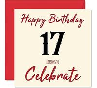 Fun 17th Birthday Cards for Boys Girls - Reasons To - Happy Birthday Card for Son Daughter Brother Sister Grandson Granddaughter Niece Nephew Cousin, 145mm Greeting Cards, 17th Card
