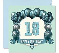 Fun 18th Birthday Cards for Men - Birthday Balloons - Card for Son Nephew Niece Sister Cousin Brother Granddaughter Daughter Grandson, 145mm Greeting Cards, 18th Card