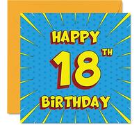 Fun 18th Birthday Cards for Men Woman - Comic Book - Happy Birthday Card for Sister Granddaughter Grandson Son Daughter Brother Cousin Nephew Niece, 145mm Greeting Cards, 18th Card