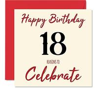 Fun 18th Birthday Cards for Men Woman - Reasons To - Happy Birthday Card for Son Daughter Brother Sister Grandson Granddaughter Niece Nephew Cousin, 145mm Greeting Cards, 18th Card