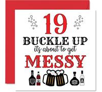 Fun 19th Birthday Cards for Men Woman - Buckle Up - Happy Birthday Card for Son Daughter Brother Sister Grandson Granddaughter Niece Nephew Cousin, 145mm Greeting Cards, Joke Card