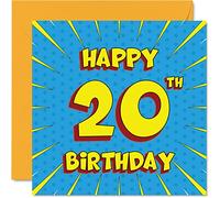 Fun 20th Birthday Cards for Men Woman - Comic Book - Happy Birthday Card for Sister Granddaughter Grandson Son Daughter Brother Uncle Nephew Niece, 145mm Greeting Cards, 20th Card