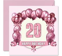 Fun 20th Birthday Cards for Woman - Birthday Balloons - Card for Son Daughter Brother Sister Grandson Granddaughter Niece Nephew Uncle, 145mm Greeting Cards, 20th Card